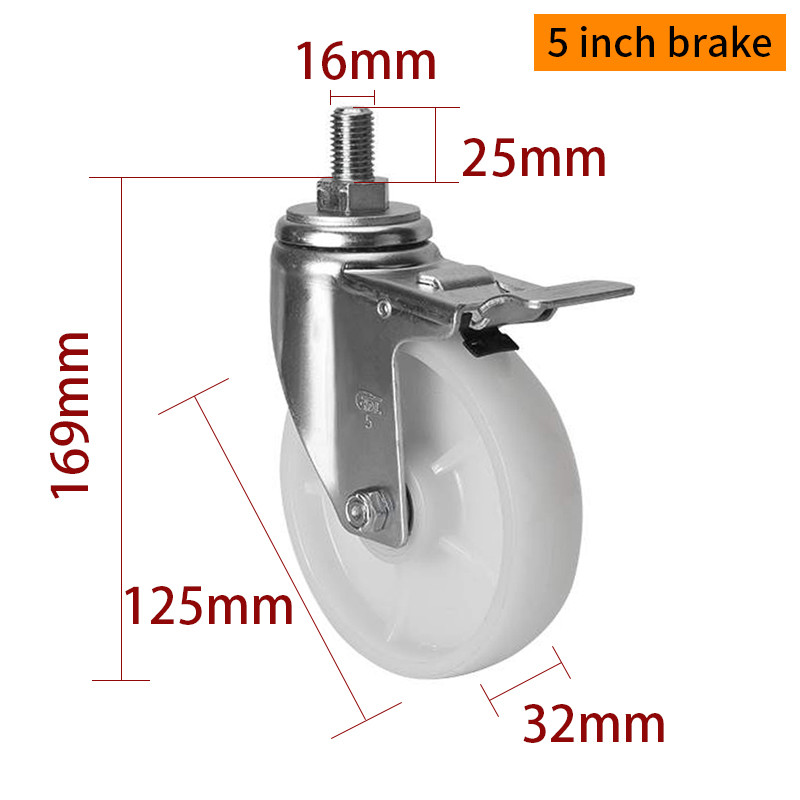 EDL Medium Duty 5inch 150kg Threaded TPA Caster by Swivel and Brake type 505S-26