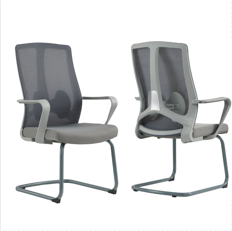 Adjustable Height Mid Back Staff Swivel Mesh Office Chair with Solid Wood Legs Armrest