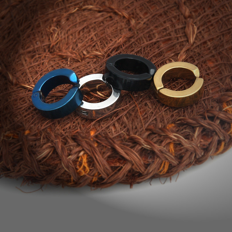 Ear Clip Non Piercing Earrings Fake Earrings for Men Circle Round Earring Fashion Jewelry Punk Rock Style