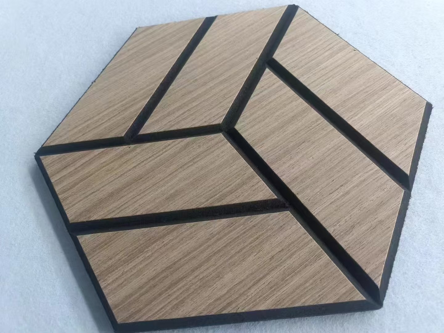 Noiseproof Hexagon Acoustic Wall Panel PET Slat Acoustic Panels Customized