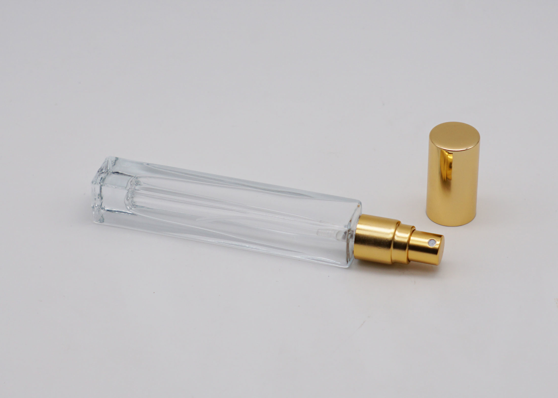 Square Cologne Perfume Tester Bottle With Gold Aluminum Spray Pump