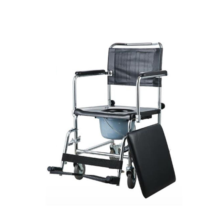 NPKA3503 Euro Mobile Commode Chair Steel Transfer Commode Wheel Chair With Bedpan