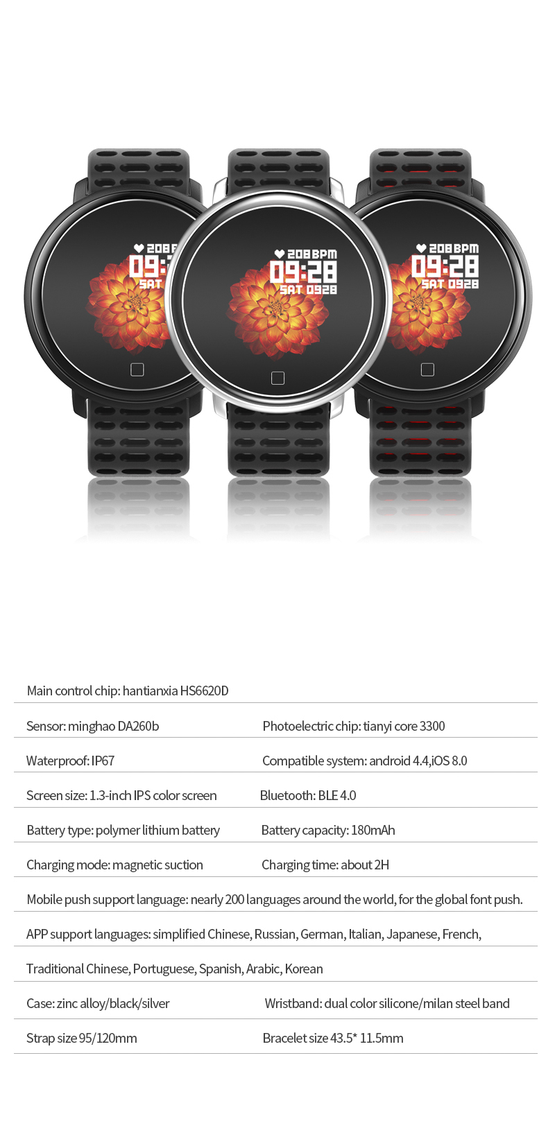 Kids Full Round Display Screen Smartwatch H31 Series Alarm Clock Sleep Monitoring 320x240
