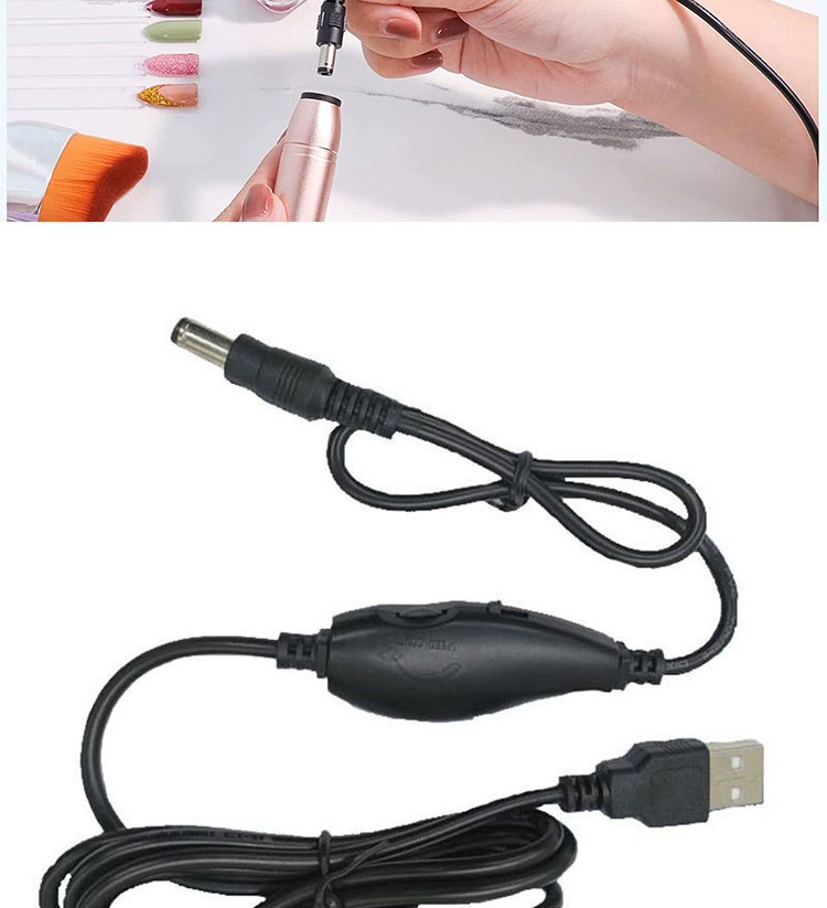 5V USB to DC 5.5x2.1mm 12V Output Brightness Control Adjustable Dimmer on off Switch Cable for LED Light Lamp Fan