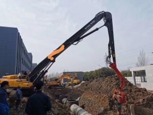 Quality Excavator Volvo 480 Vibro Pile Hammer With Long Boom For9-18 Meter Steel Sheet Pile and Pile Casing wholesale