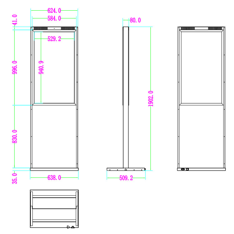 43 Inch Double Sided LCD Screen Module Advertising Floor Dual Sided Window Kiosk