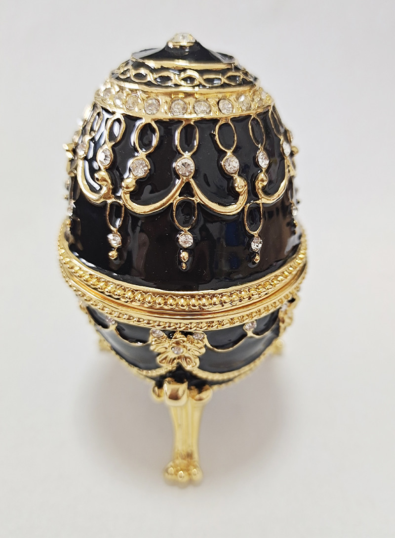 Faberge Egg Jewelry Box Series Hand Painted Jewelry Trinket Box with Rich Enamel EggBox Sparkling Rhinestone Unique Gift