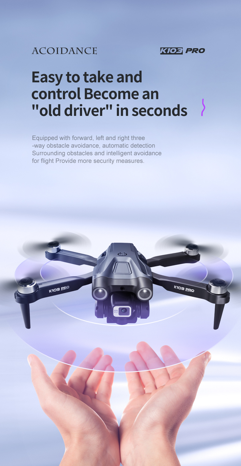 K103 Pro Aerial Drone 8k HD Camera GPS Obstacle Avoidance RC Helicopter FPV Wifi Professional Foldable Quadcopter Toy