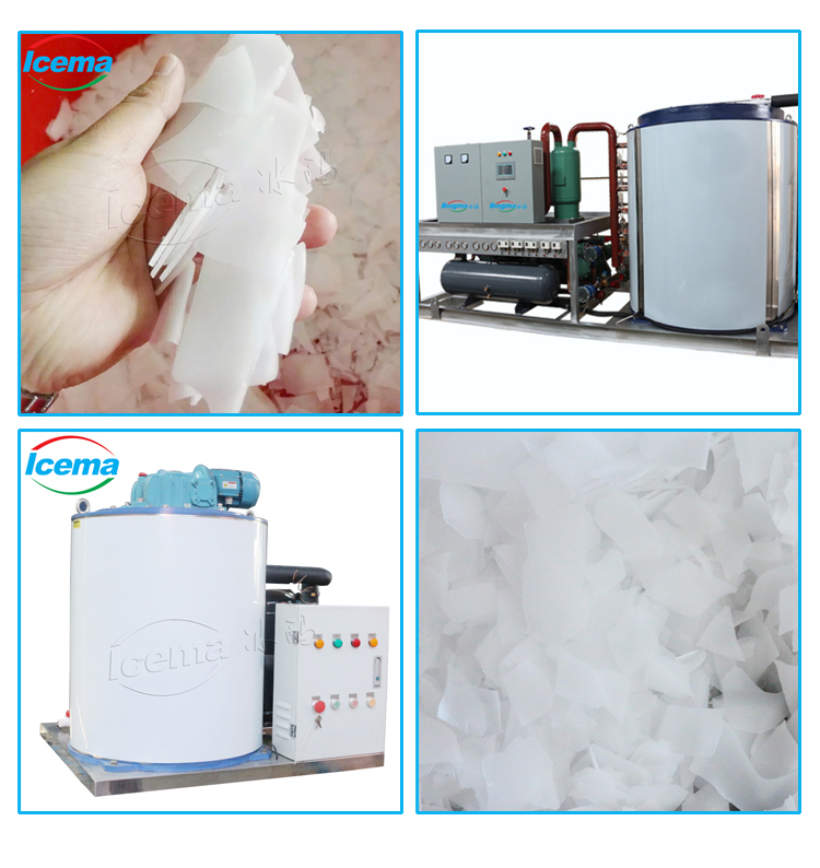 10 Tons Seawater Flake Ice Machine Commercial 32kw 380V