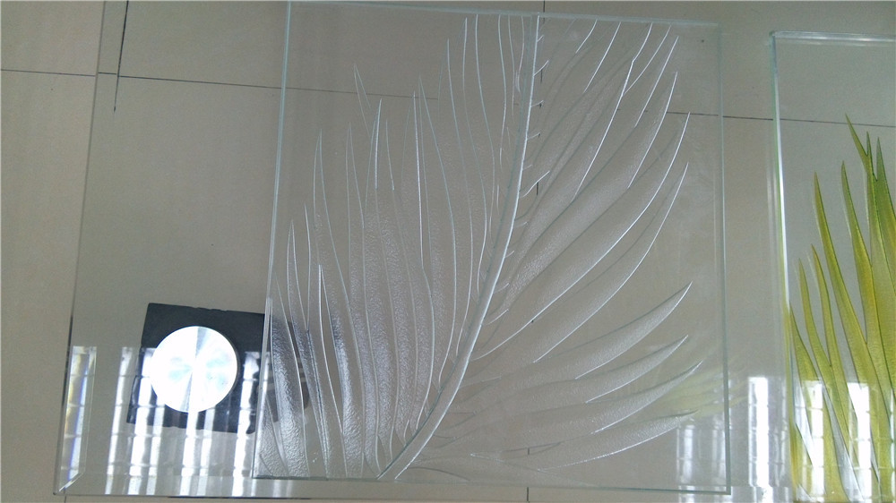 Clear Colored Tempered Art Glass Deep Carving Customized Size For Door