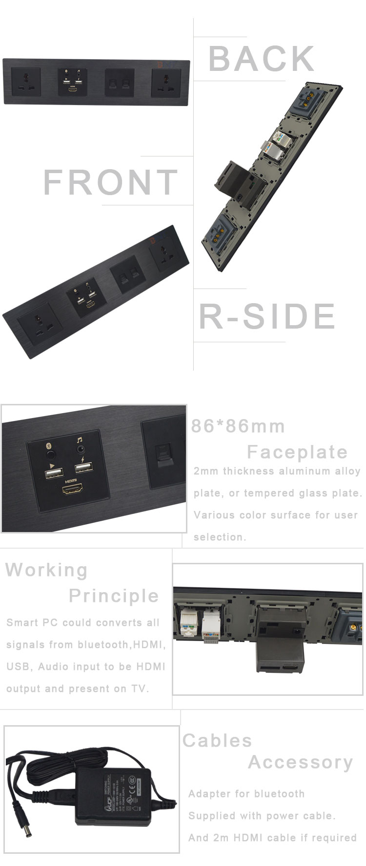 universal power electrical wall mounted power socket media hub for hotel room