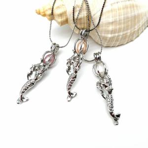 Quality Mermaid Oyster Pearl Cage Necklace Beads Cage Essential Oil Diffuser Locket Pendant Necklace Jewelry wholesale