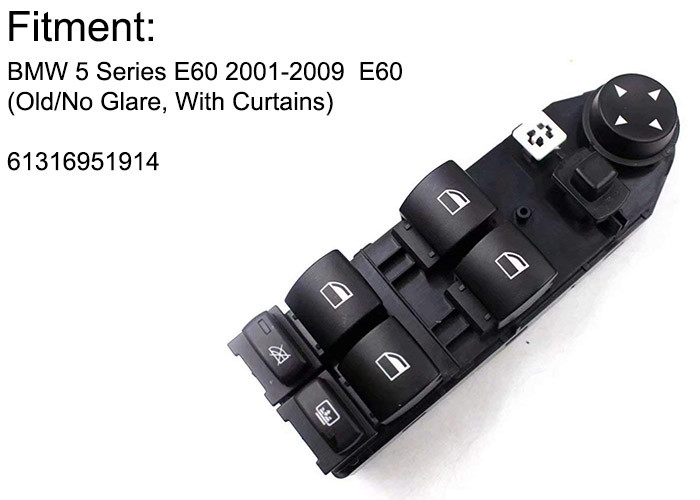 Black Universal Electric Window Switch For BMW 5 Series ABS Material