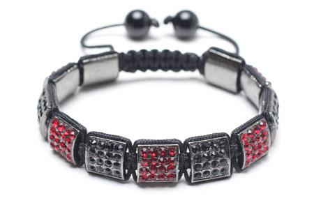 Shamballa Bracelet, Crystal Pave Alloy Square Beads
