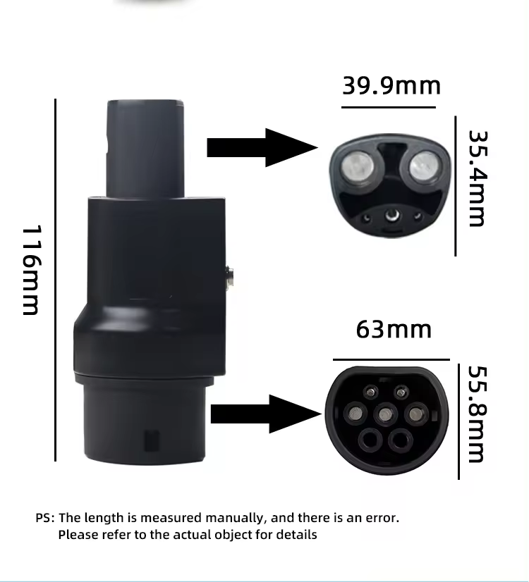 220v Black Electric Vehicle GBT to Tesla Adapter 7kw Ev Socket Charging Function for EV Charging Adapter