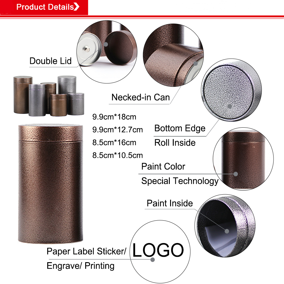 Multisize round Printed Tin Boxes reusable for Coffee storage
