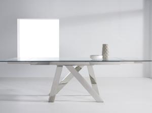 Quality 900mm Width Extensible Tempered Glass Dining Table DT-31097 With Stainless Steel Leg wholesale