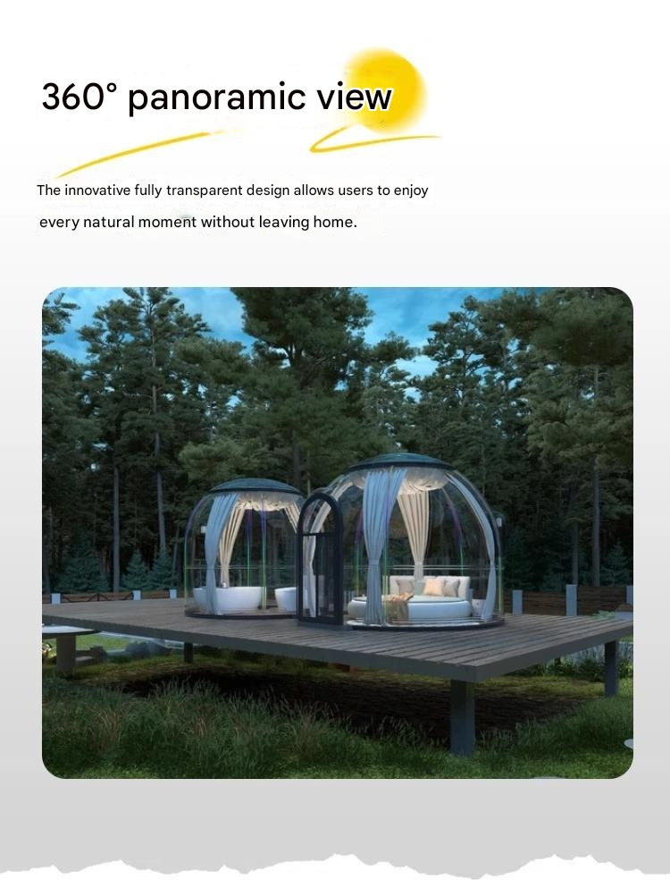 Outdoor Rectangular Sun Glass Room Full Transparent Bubble Room Spherical Tent for PC Hotel Star Room Homestay