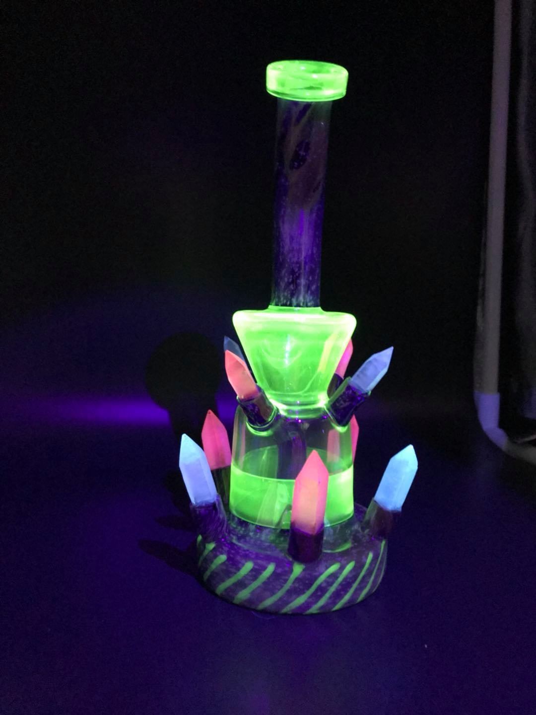 10" Glass Water Pipes Beaker Downstem Dab Oil Rig With 14mm Bowl Slide