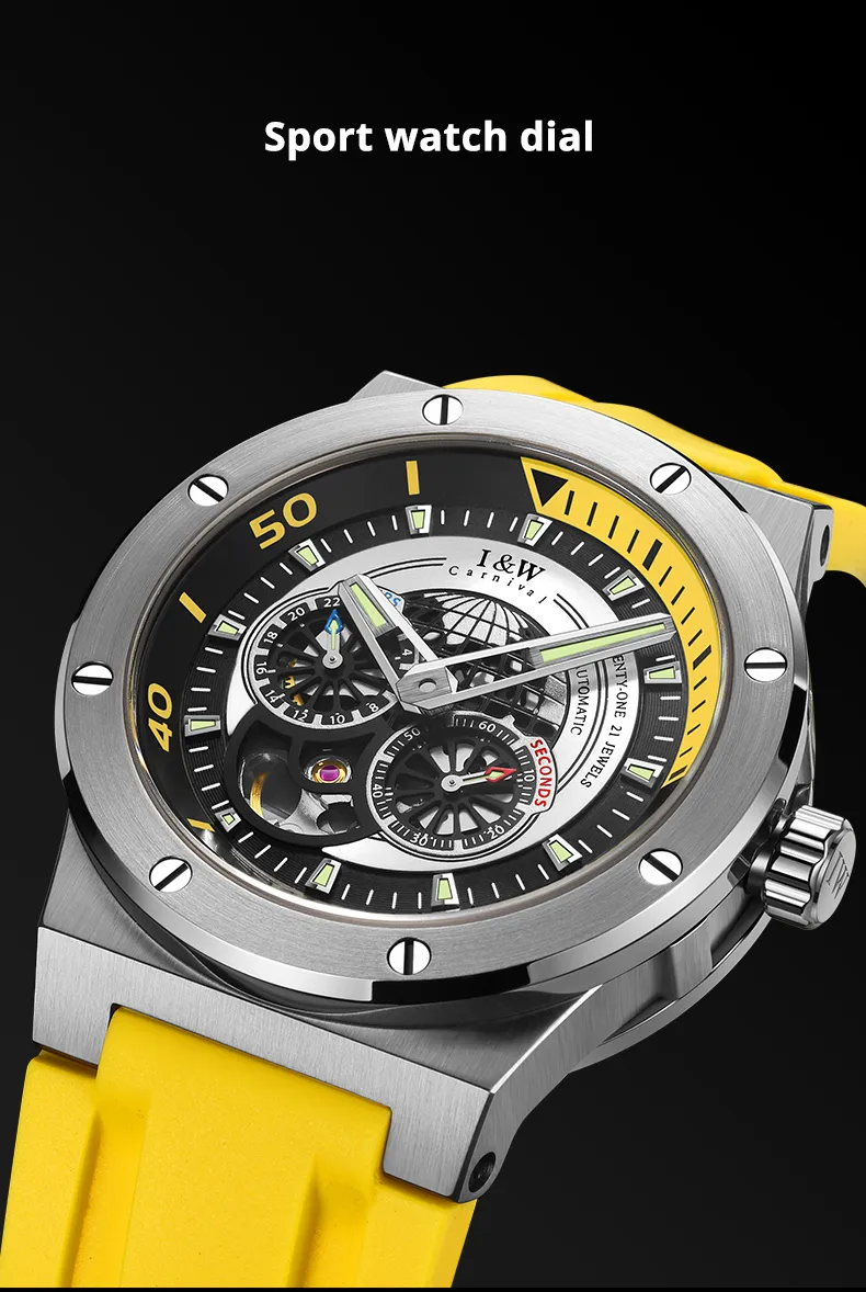 320x240 Resolution Waterproof Skeleton Watch For Men Coated Sapphire Crystal