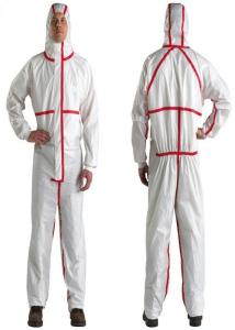 Quality White Color Disposable Protective Clothing Disposable Boilersuits With Red Stripe wholesale