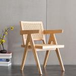 Simple Nordic wood rattan dining chair Korean sitting room balcony lounge chair