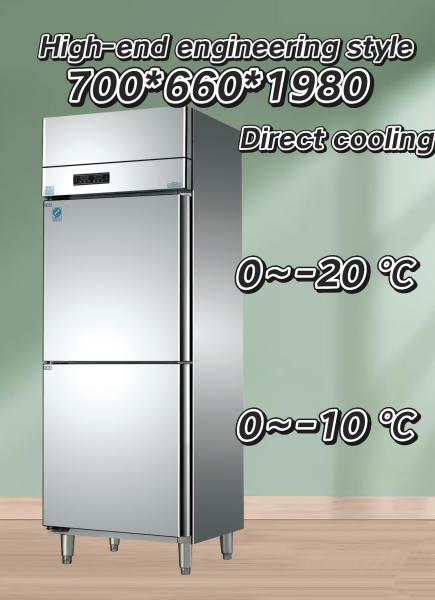 600L 2 Door Commercial Freezer Direct Cooling Dual Temperature Refrigerator