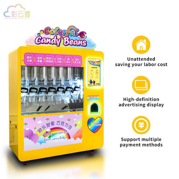 5S Candy Dispenser Vending Machine Yellow For Retail Stores / Entertainment