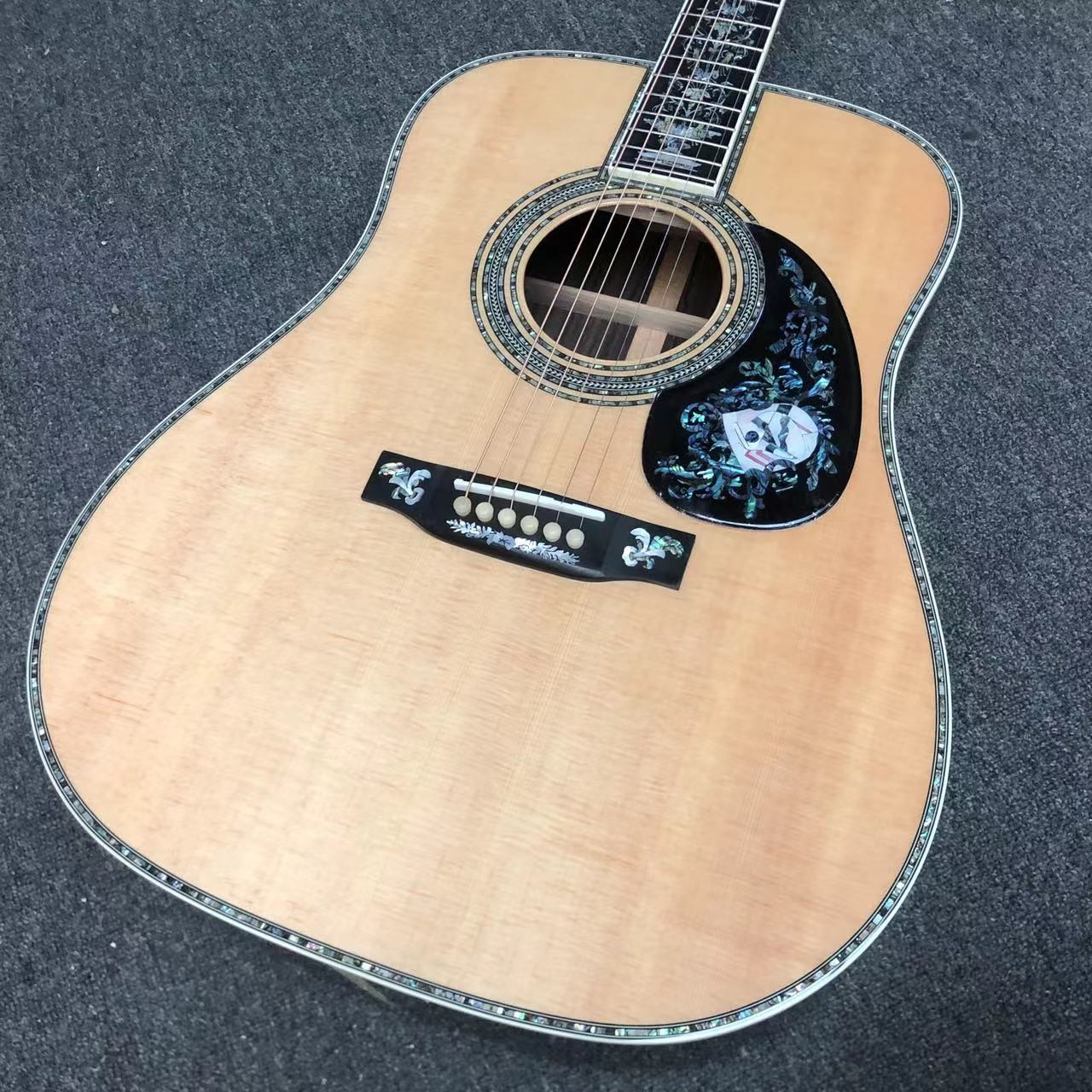 Deluxe Solid Rosewood Back Side 41 Inch D100aa Type Spruce Engraved Acoustic Guitar Abalone Inlay