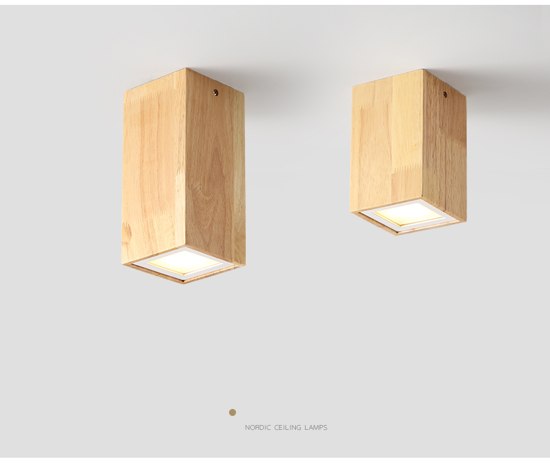 Nordic style round and square solid wood corridor led ceiling light living room Aisle wood led down light(WH-WA-57)