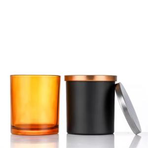 Quality Decorative Apothecary Round Empty 200ml 300ml 400ml 16oz Matte Amber Glass Candle Jar With Wooden Lids wholesale