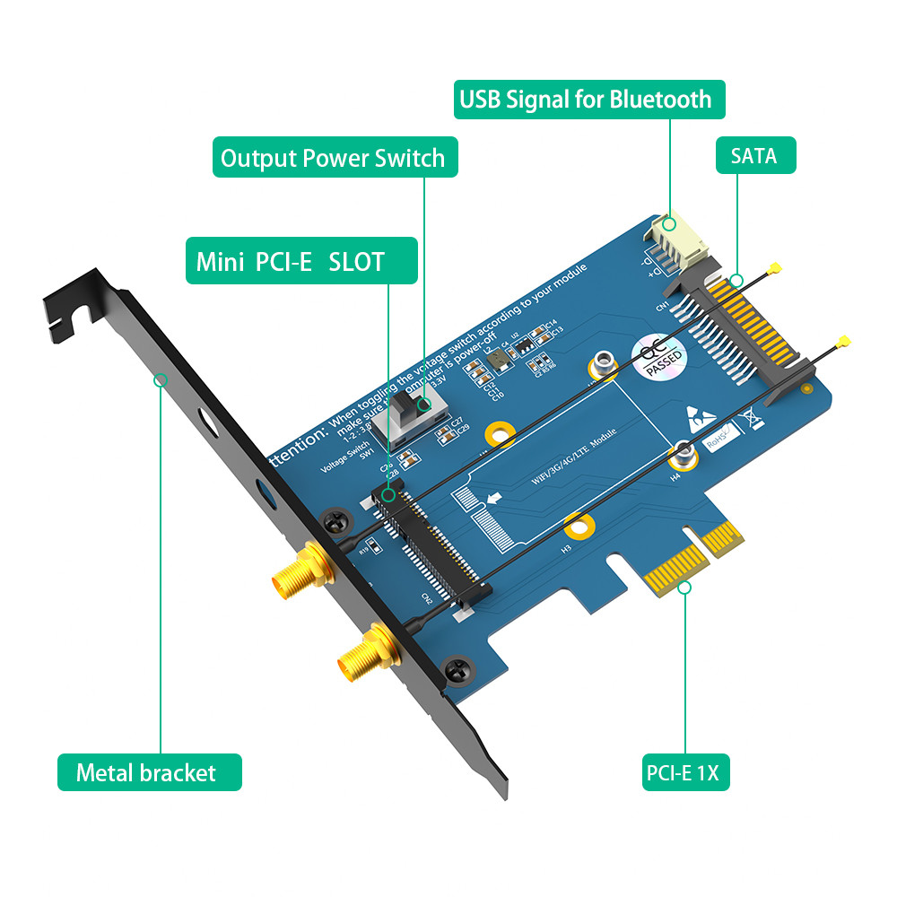 USB Mini PCI-E PCI Express To PCI-E 1X Adapter For WindowsXP