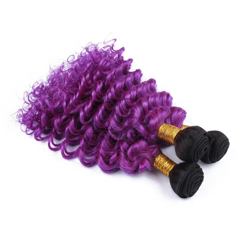#T1B/Purple Deep Wave Remy Human Hair Bundles Sew In Weave Bundles Brazilian Bundle Deals