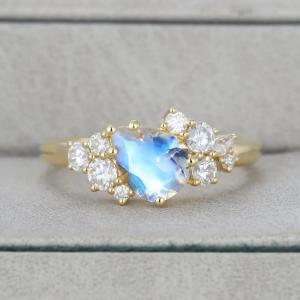 Quality 14K Yellow Gold Bridal Antique Promise Anniversary Gift for Women Pear Shaped Moonstone Engagement Ring wholesale