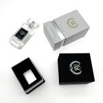 Custom Silver Foil Logo Texture Black Paper Gift Perfume Box Packaging