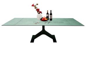 Quality 2.5 Meter Tempered Glass Dining Table With HPL Laminate For 10-12 Seats wholesale