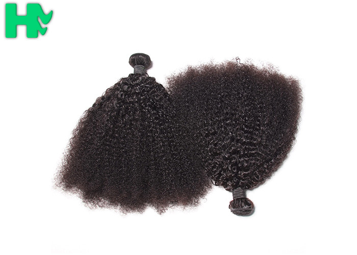Black Natural Human Hair Extensions , 100% Virgin Peruvian Kinky Culry Hair