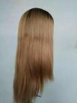 16 Inches Highlight With Dark Root European Human Hair Jewish Wig