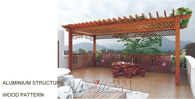Aluminum Composite Wood Pergola Shade Canopy 8 X 8 Diamond Roof
