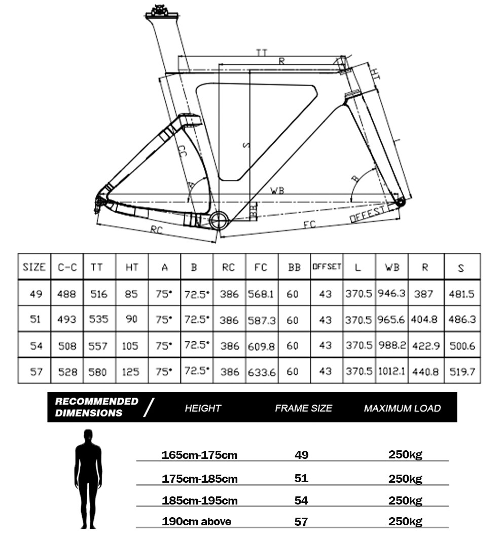 Aero Carbon Fiber Fat Bike Frame Racing 700C Carbon Fiber Track Bike Frame