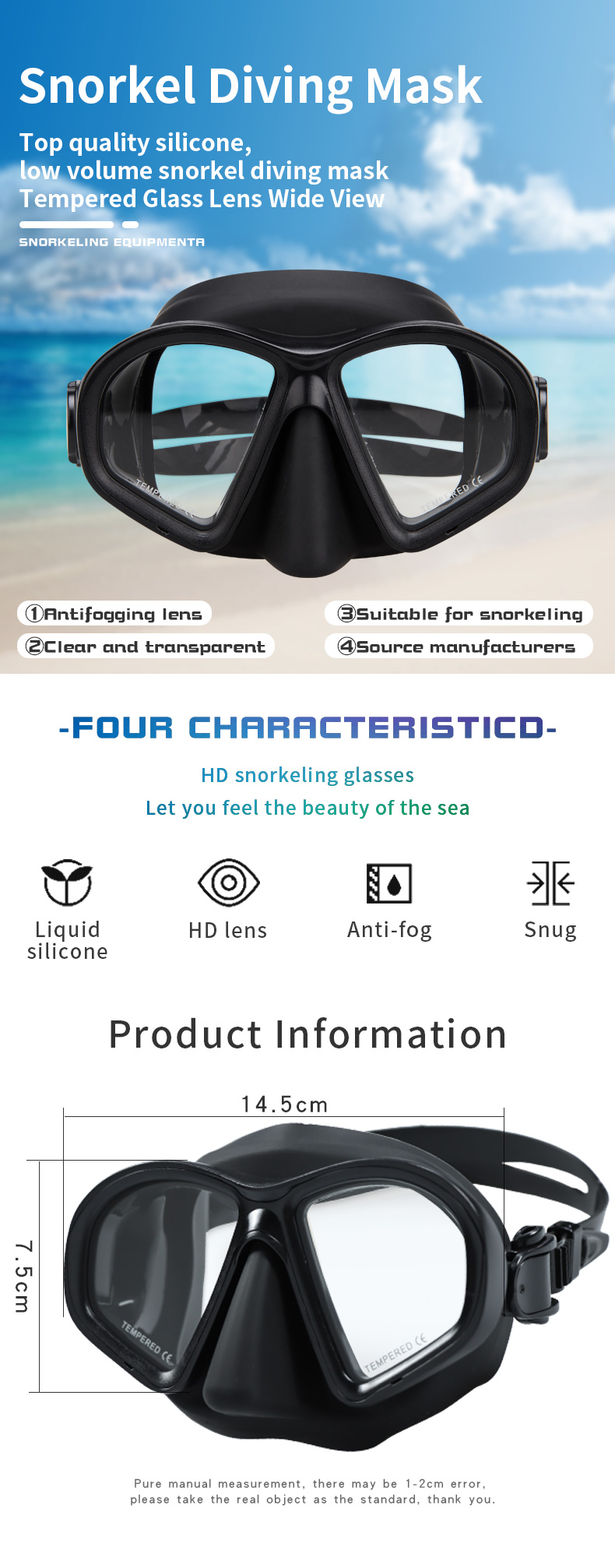 Adults Youth Snorkel Mask Set Underwater Swimming Diving Equipment Set Silicone