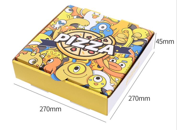 Takeout Disposable Food Grade Containers Corrugated Pizza Boxes Recyclable Kraft Paper