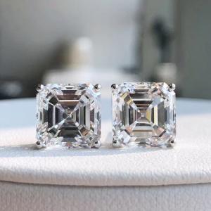 Quality Asscher Cut Diamond Earring Stud Lab Engineered Diamonds Jewelry wholesale