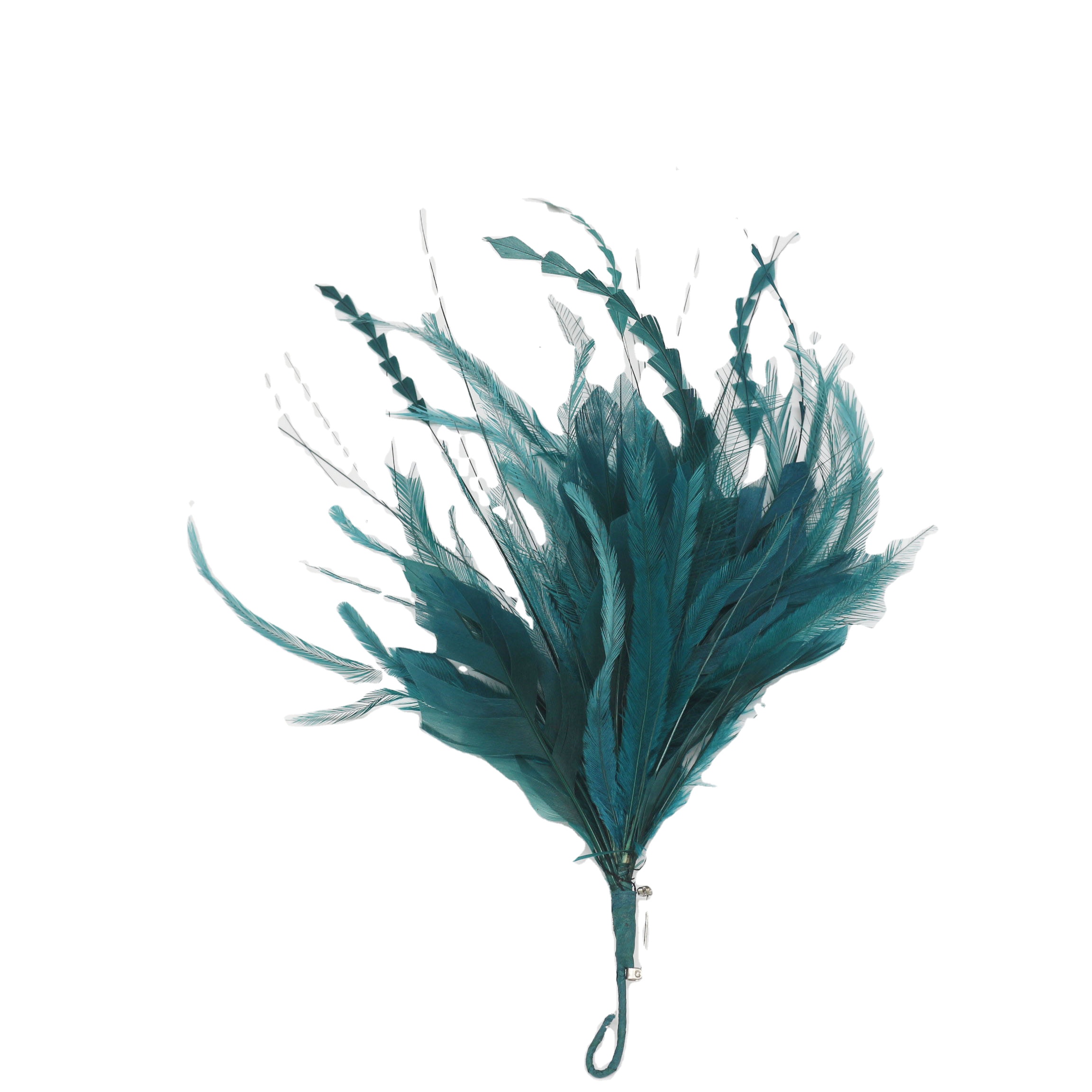 Party Decoration Stripped Coque and Emu Feather Flower Mount with Satin Ribbon Tapes
