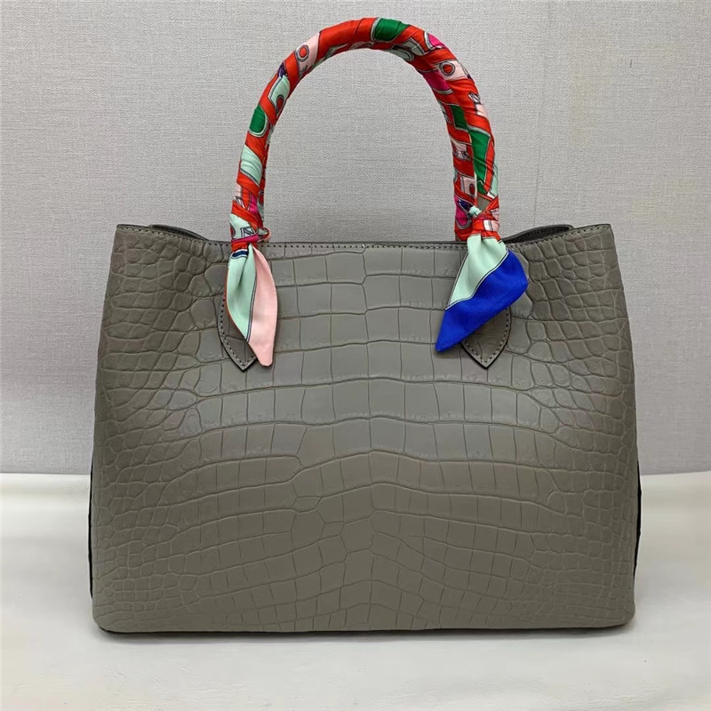 Authentic Crocodile Belly Skin Women Totes Purse Female Handbag Genuine Alligator Leather OL Lady Large Shoulder Bag