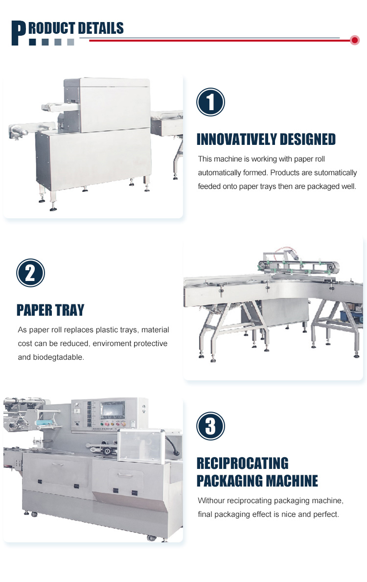 Customized Automatic Food Tray Sealing Horizontal Packing Machines For Tray