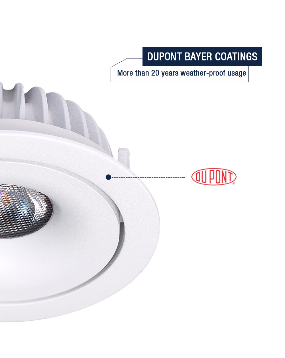 95Ra Warm White Tilt LED Recessed Downlights Multiscene 11W Flicker Free