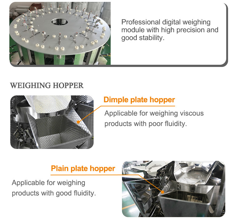 20 Head 1.6L 2.5L Multihead Weigher For QQ Sugar Chocolate Bean Dried Fruit