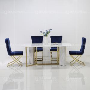 Quality modern 56kg Luxury Marble Dining Table Rugged Stainless Steel Base Rectangle Shape wholesale