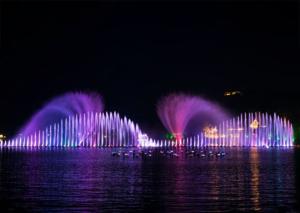 Quality Large Sea Surface Music Dancing Fountain With Various Special Water Shapes wholesale